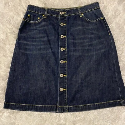 Tommy Hilfiger Petite Womens Size 6P Front Button Back Embroidered Skirt EUC - Imagem 1 de 4