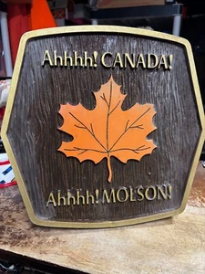 Vintage Molson Beer Bar 3D Sign Ahhhh! Canada! Faux Wood - Picture 1 of 2