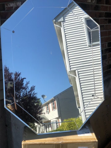 Mid Century Modern Large Chrome Plated Hexagon Hart Co Wall Mirror 1960s Cover
