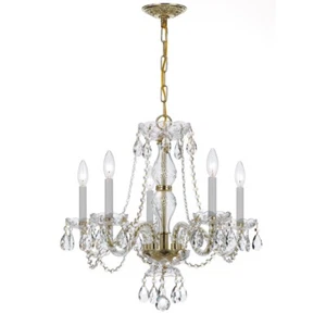 Crystorama Trad. 5 Lt Spectra Crystal Brass Chandelier III - 5085-PB-CL-SAQ - Picture 1 of 1