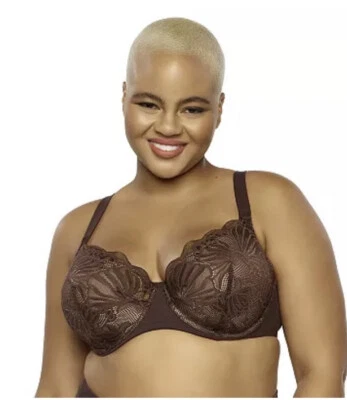 New Paramour by Felina Tempting All Over Lace Contour Bra Padded 40DDD Brown - Image 1 of 4