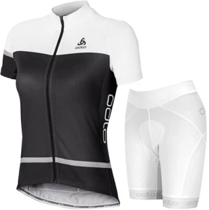 Odlo Women's Set Bicycle Jersey + Pants Seat Pad Cycling Jersey Shorts Black/White - Picture 1 of 18
