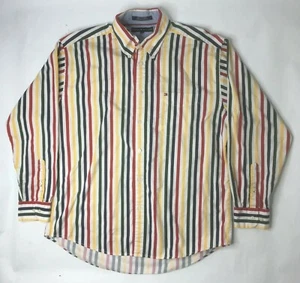 Camisa De Colección Tommy Hilfiger Para Hombres L Vertical Rayas Arco Iris Color Bloque Botón LS D - Imagen 1 de 6