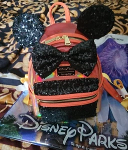 Zaino Disney Parks 2023 Autunno Halloween Loungefly arancione e nero paillettes - Foto 1 di 9