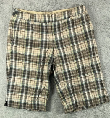 New York Company Mujer 4 Pantalones Cortos Beige Cuadros Manhattan Chino Bermudas Tiro Plano Foto 1 de 4