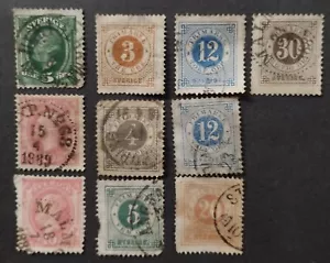 MIXED CONDITION AVERAGE TO SPACEFILLER SWEDEN EARLY USED STAMPS 1872-1891 - Picture 1 of 4