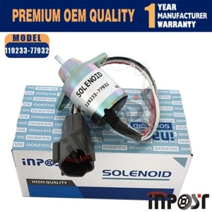 Fuel Solenoid 119233-77932 12V For John Deere Yanmar 3TNV88-BPTB2 Hyundai R55-5 - Foto 1 di 4
