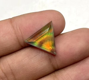 Aurora Opal Doublet Step Cut Trillion Cabochon Loose Gemstone 14.5x14.5x6 MM 8Ct - Picture 1 of 5