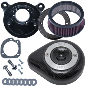 S&S 170-0498B Stealth Carbon Fiber Air Filter Cleaner 17+ Harley M8 Milwaukee 8 - Foto 1 di 3