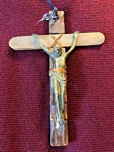 AMAZING 18TH CENTURY BRONZE CORPUS EXTREMELY UNIQUE WOOD CROSS MUSEUM EXHIBITED - Picture 1 of 4