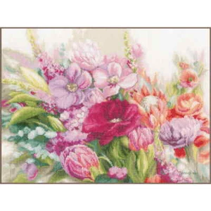 Lanarte counted cross stitch kit "Bright Florals", 47x37cm, - Picture 1 of 7