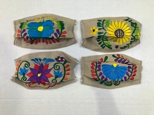 Face Mask Mexican Embroidered Floral Face Cover Handmade In Mexico Cotton Fresh - Picture 1 of 74