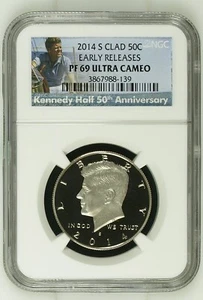 2014 S Clad 50c Kennedy 50th Anniversary Early Release NGC PF69 Ultra Cameo Half - Picture 1 of 2