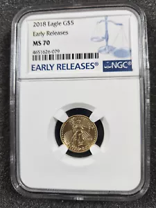 🌟 2018 $5 Gold American Eagle 1/10 oz Coin NGC MS70 Early Releases - Picture 1 of 2