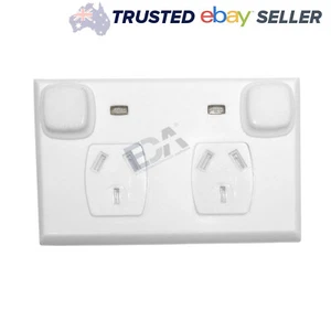 Weatherproof DOUBLE POLE Double GPO Power Point WITH NEON IP65 EXTRA SAFE - Picture 1 of 5