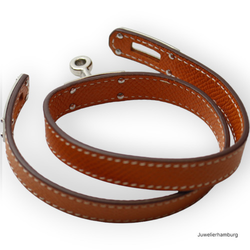 HERMÈS Bracciale HERMES Kelly Made in Paris doppio tour in pelle