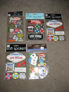 Menge 5 Las Vegas Poker Spielabend Thema Sammelalbum Aufkleber weich gesprochen Sticko - Bild 1 von 1