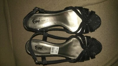 New Fiona Night Icicle Black Faux Leather Glitter Shoes Size 7 Low Heel $34.99 - Image 1 of 4