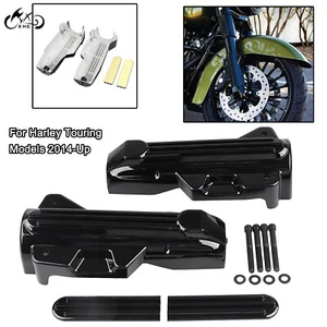 Gloss Black Lower Fork Covers Upper Fork Slider Accent For Harley Electra Glide - Picture 1 of 12