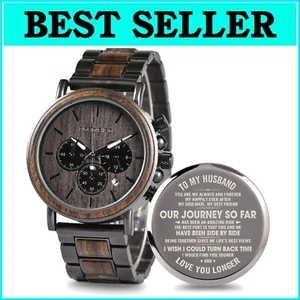 Luxury Engraved Wooden Watch: Perfect for Husband's Birthday & Anniversary Gifts - Picture 1 of 11