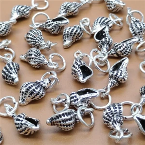 2 Sterling Silber kleine Muschel Muschel Charms 3D 925 Silber für Armband - Bild 1 von 4
