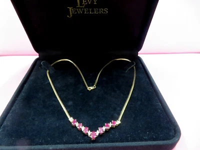 ADL Vintage 18" 10K Ruby Diamond Charm Necklace 5.26 Grams - Image 1 of 4