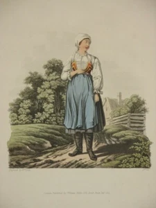 DE MOLEVILLE Original Hand Coloured Antique Print 1811: Moravia Woman Czech - Foto 1 di 4