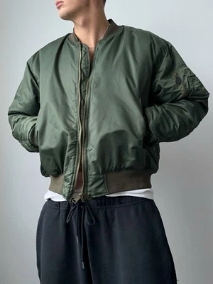 Vintage USAF MA-1 Flight Oversized Boxy Bomber Jacket Olive Army Men’s Size XL - Image 1 of 4