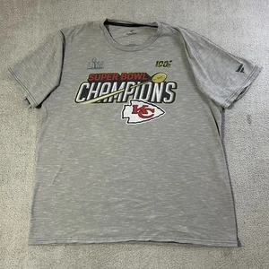 KC Chiefs Super Bowl Champs Graphic Print T Shirt Men’s L Gray Faded Majestic - Picture 1 of 9