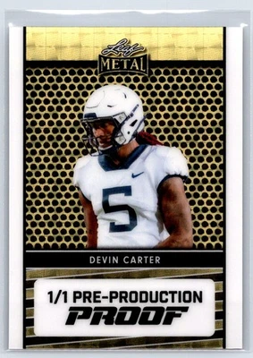 2024 Leaf Metal Collective Football Gold Prismatic Proof #1/1 Devin Carter - Image 1 of 2