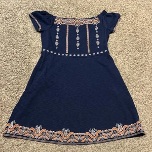 Tory Burch Nell Damen L Kleid Schulterfrei Bestickt Blau A37 - Bild 1 von 3