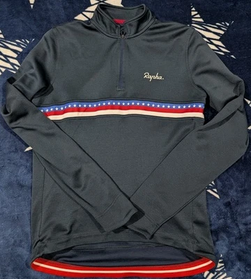 RAPHA CLASSIC L SLEEVE COUNTRY USA CYCLING JERSEY NAVY BLUE MEN'S M G CONDITION  - Image 1 of 4