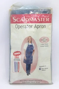 Vintage Scalpmaster Operator Apron Blue Denim Pattern Vinyl - Picture 1 of 5