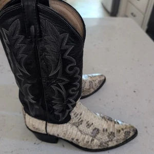 BOTAS VAQUERAS NATURALES DE PIEL DE SERPIENTE PITÓN GENUINAS DAN POST PARA HOMBRE Talla 9 D - Imagen 1 de 11