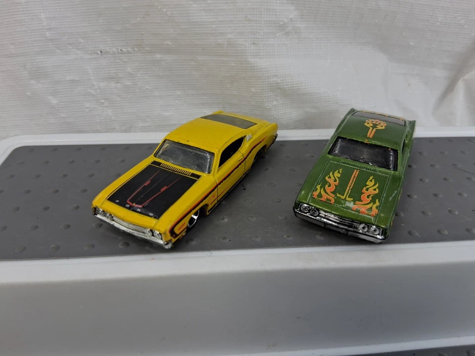 Hot Wheels 1969 Ford Torino Talladega Lot Of 2 Yellow Green Die Cast - Image 1 of 4