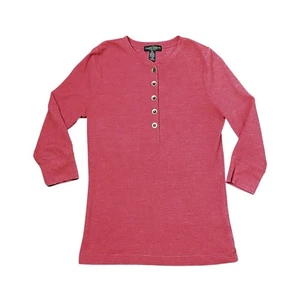 Top donna Lauren Ralph Lauren taglia PS cachi Henley Gorpcore tessuto a costine - Foto 1 di 5