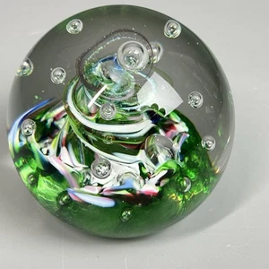 Caithness Myriad Paperweight Clear Glass Purple Swirl Controlled Bubble Scotland - Picture 1 of 12