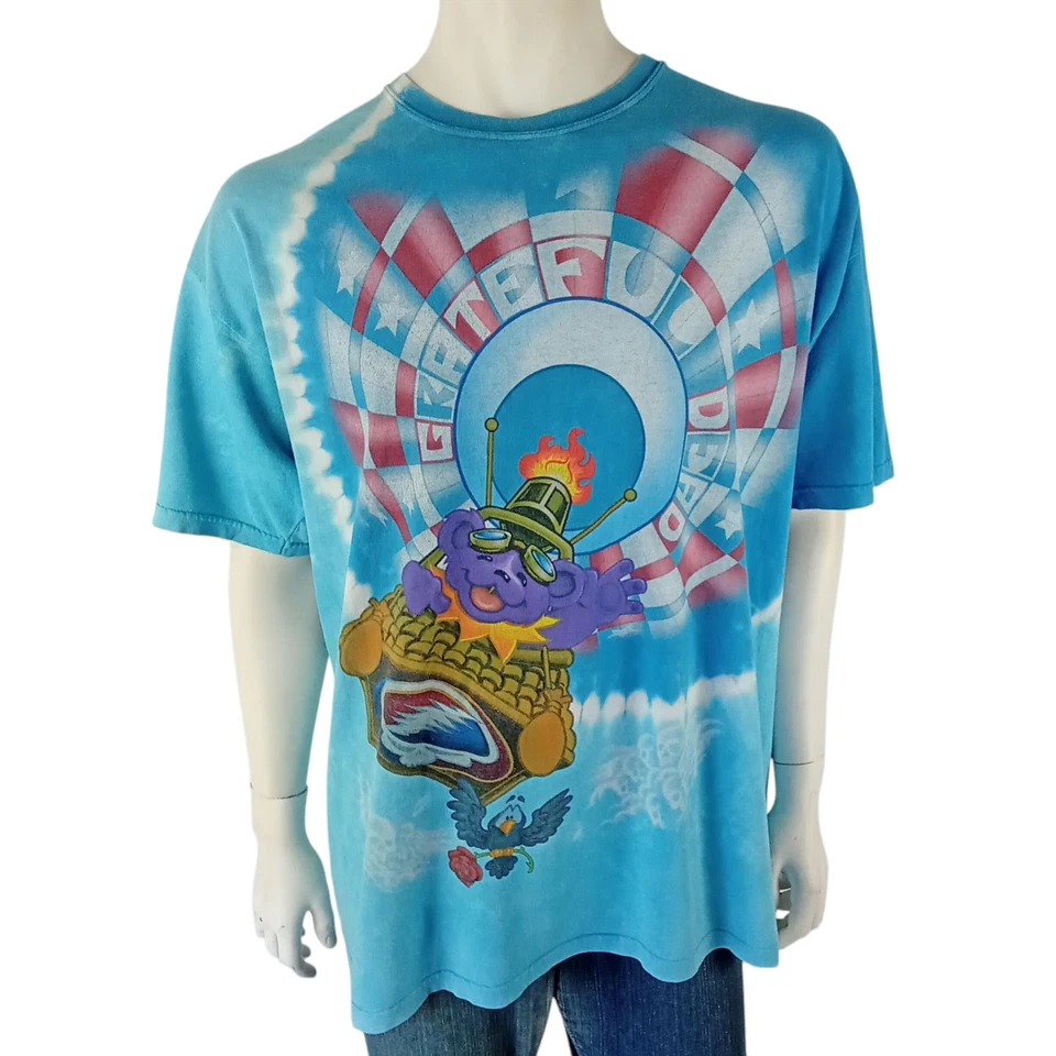GRATEFUL DEAD mens XL tshirt blue tie dye purple bear balloon 2007 Liquid Blue - image 1 of 4