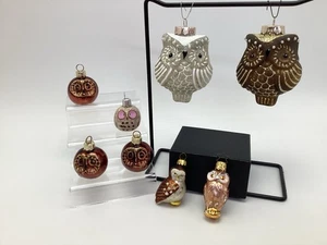 8 Glas Weihnachtsschmuck Set Eule Eulen Glitzer Kunstperlen Rauch OWC gemischt - Bild 1 von 9