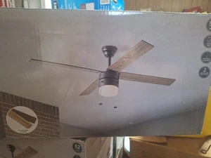 52" MATTE Black Ceiling Fan with Light 3 Speed LED Bulbs INCLUDED 4 Blades Rever - Picture 1 of 10