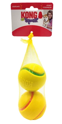 Pelotas de tenis Kong Squeezz grandes 2 piezas juguete chirriante para buscar perros 3,25" Foto 1 de 4