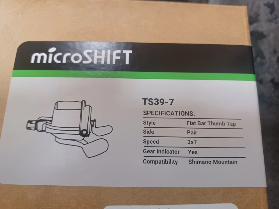 microSHIFT TS39-7 FLAT BAR THUMB TAP SET 3X7 COMPATIBILITY SHIMANO MTB  NIB - Image 1 of 1