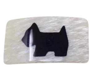 1980’s Vintage French Scottie Dog Hair Clip in Pearlescent White & Black, 3.5” - Picture 1 of 3