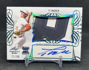 Parche Leaf Trinity Ty Madden 2021 novato XRC Platinum automático/99 Detroit Tigers radiocontrol - Imagen 1 de 3