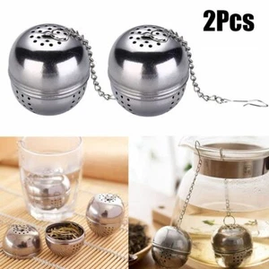 2pcs Stainless Steel Loose Mesh Ball Tea Leaf Strainer Infuser Herb Spice Filter - Picture 1 of 11