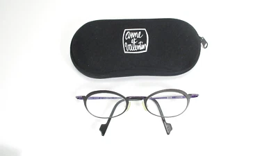 ANNE et VALENTIN B116 VIRGIN Eyeglasses Black Purple Small Oval Frame Japan - Image 1 of 4