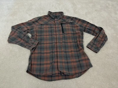 Ascend Shirt Mens Medium Red Black Button Up Plaid Zip Pockets Hiker Climber - Image 1 of 4