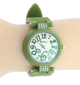 Raynell Qrtz Damenuhr Strass Lünette mattes Finish Silikonband - Bild 1 von 6