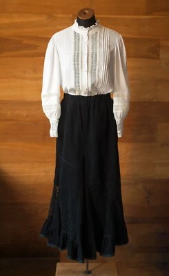 Falda pana negra estilo vintage midi para mujer (Francia), talla m, l Foto 1 de 4