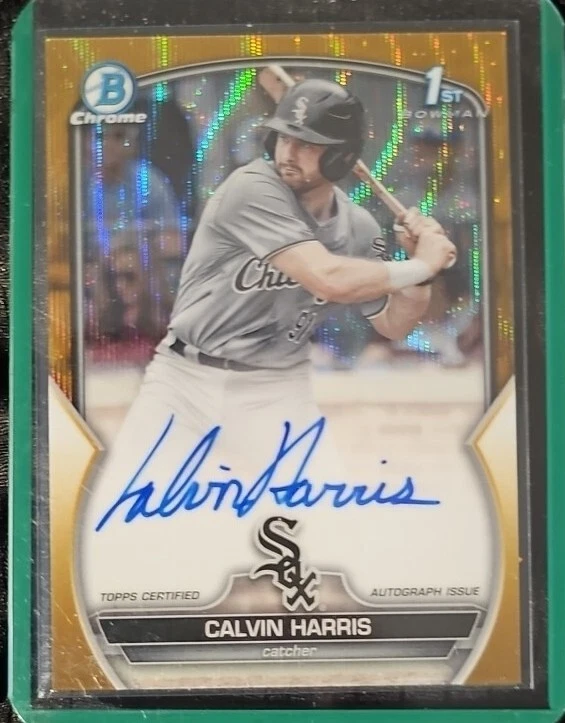 2023 Bowman Draft Chrome Auto Gold Wave /50 #CDA-CHA Calvin Harris Whitesox - Image 1 of 2